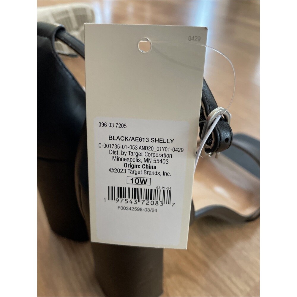 A New Day Shelly Heels Black 10 Wide Women's Ankle Strap Block Memory Foam NEW - Picture 14 of 16